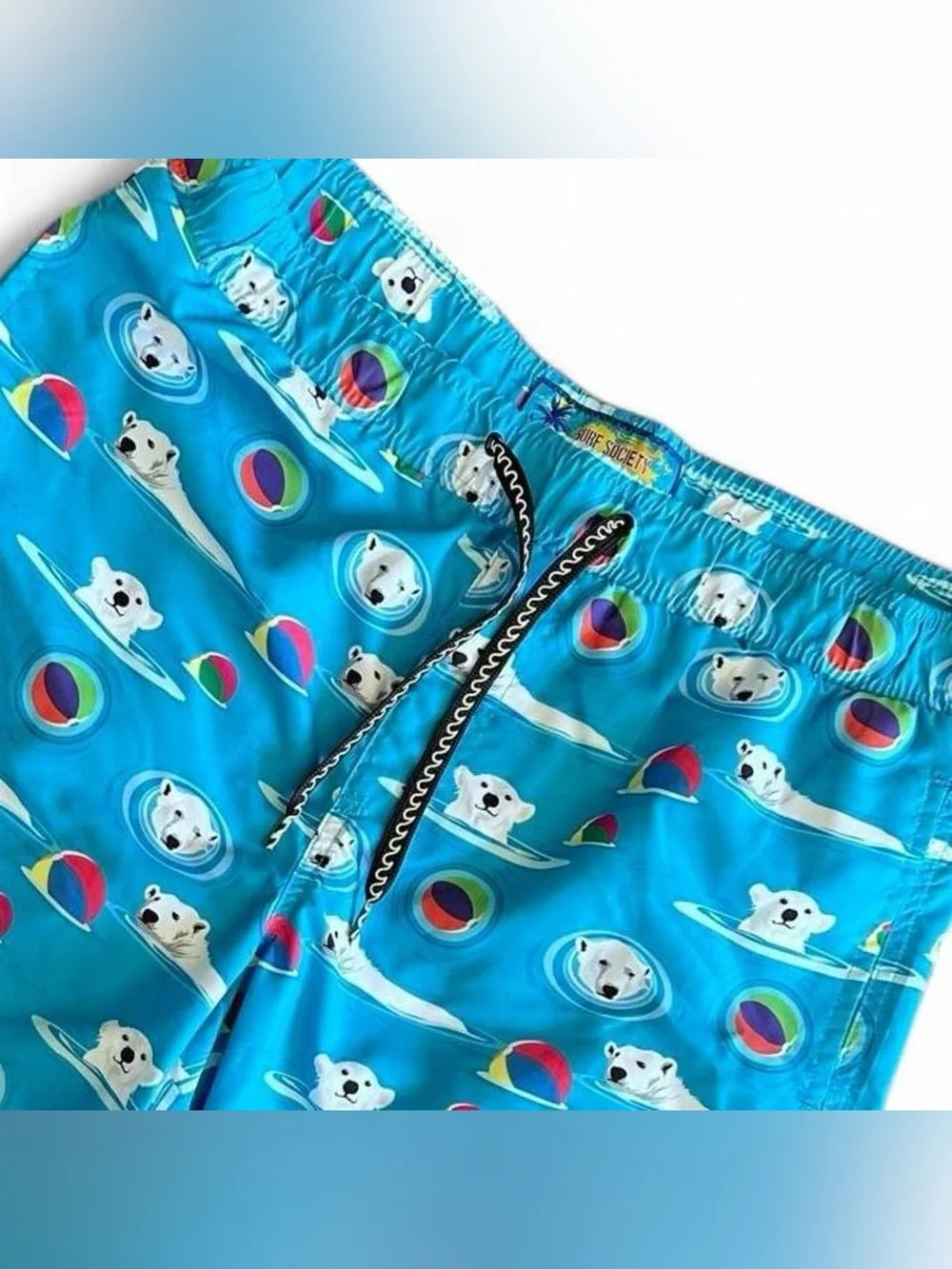 NWOT Men’s Surf Society Swimwear Blue Beachball & Polar Beach Swim Board Shorts